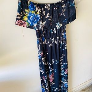 Floral Off the Shoulder Floor Length Dress